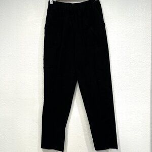 Vintage Season Ticket Corduroy Pants Black Pull On Elastic Waist Womens 8 Short